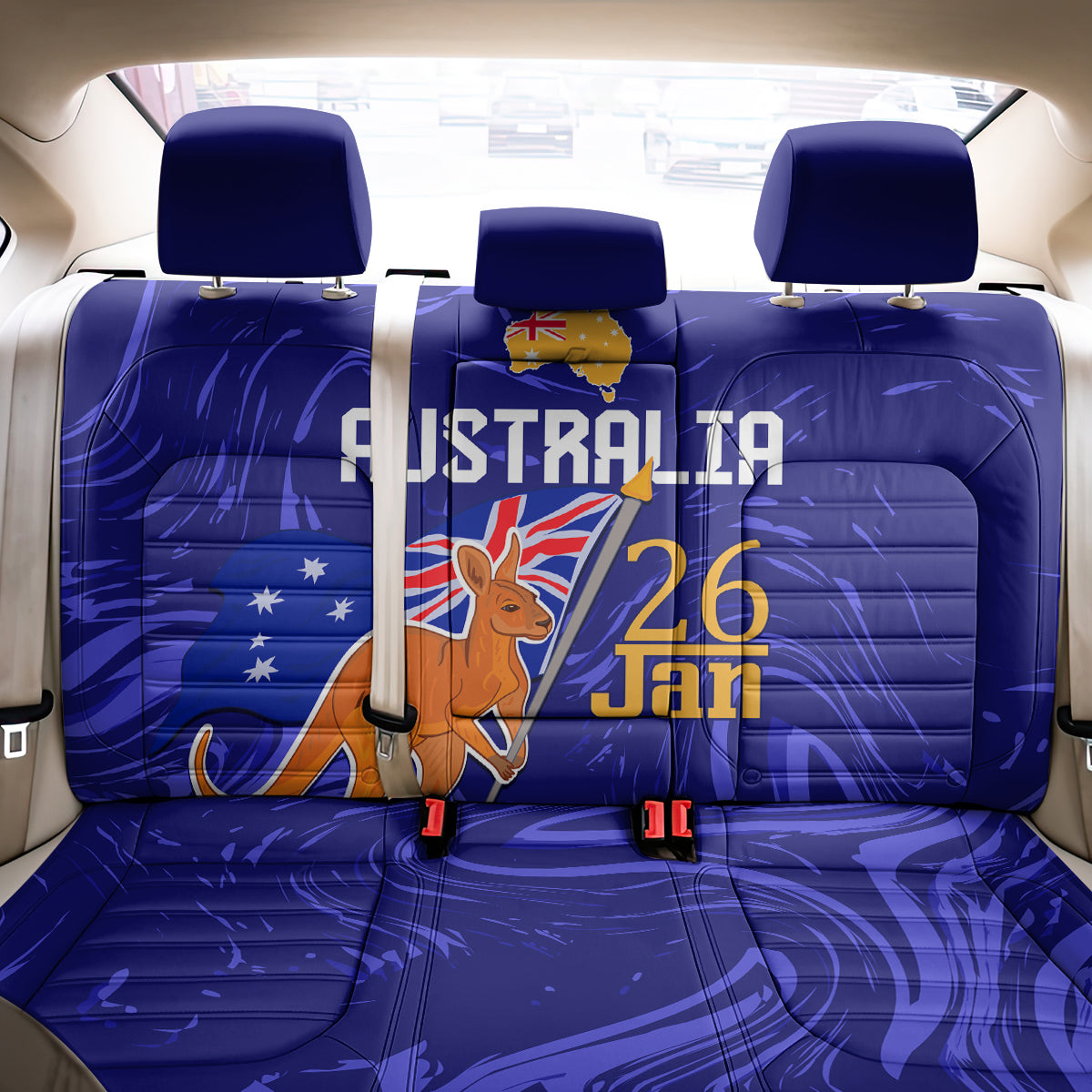 Proud To Be Australia Day Back Car Seat Cover Kangaroo with Flag Color LT9