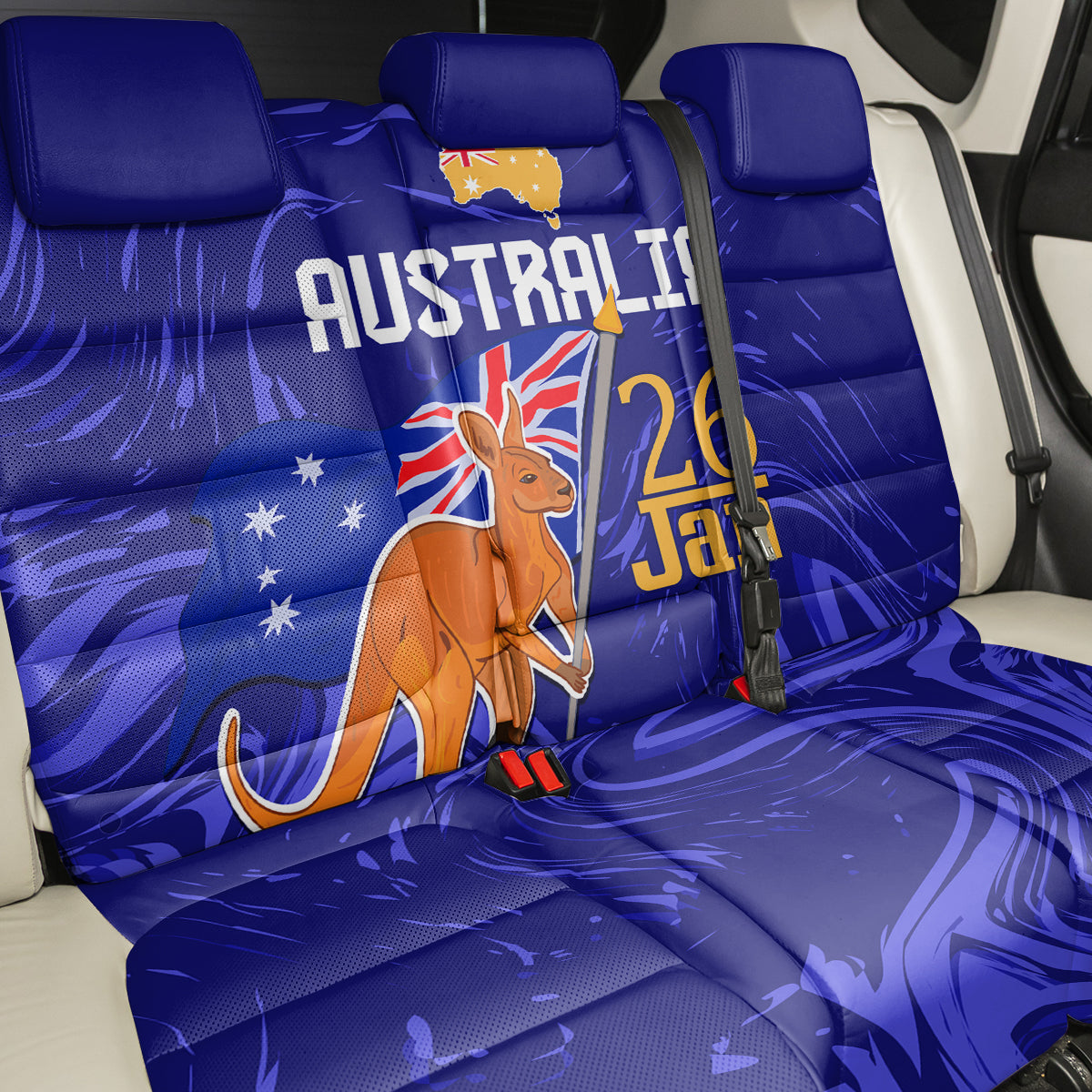 Proud To Be Australia Day Back Car Seat Cover Kangaroo with Flag Color LT9