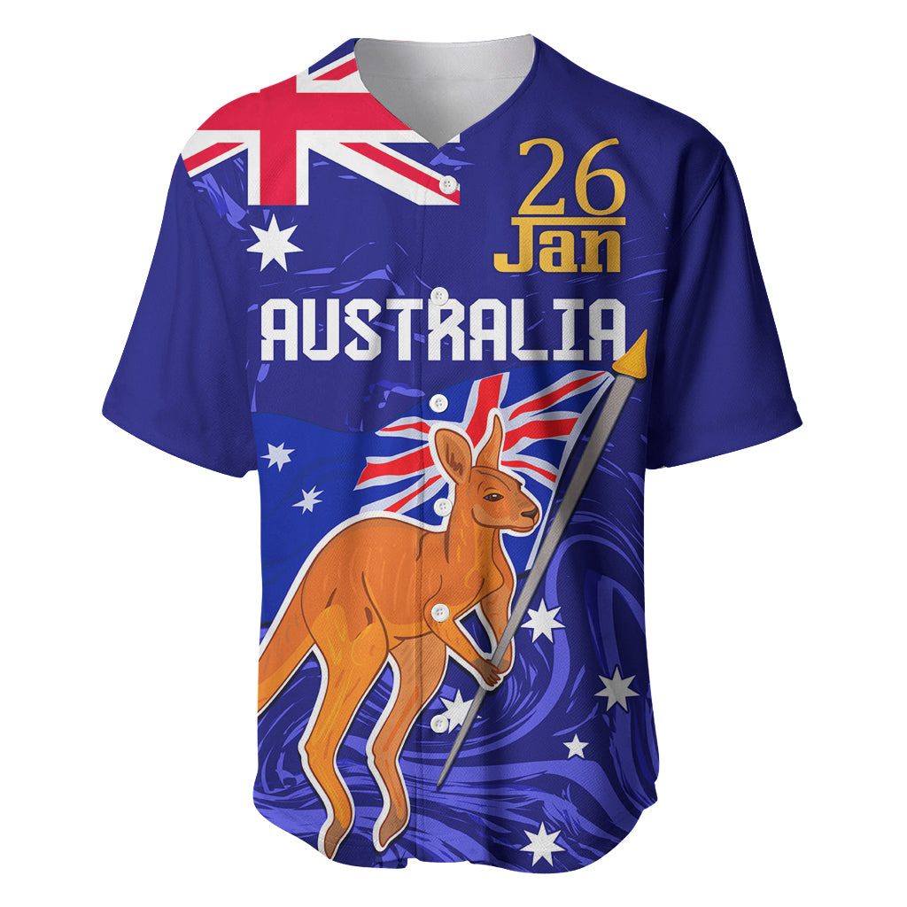 Proud To Be Australia Day Baseball Jersey Kangaroo with Flag Color - Vibe Hoodie Shop