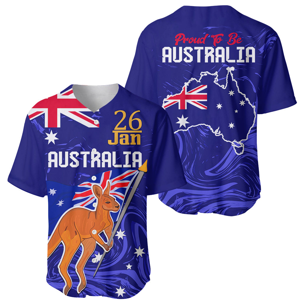 Proud To Be Australia Day Baseball Jersey Kangaroo with Flag Color - Vibe Hoodie Shop