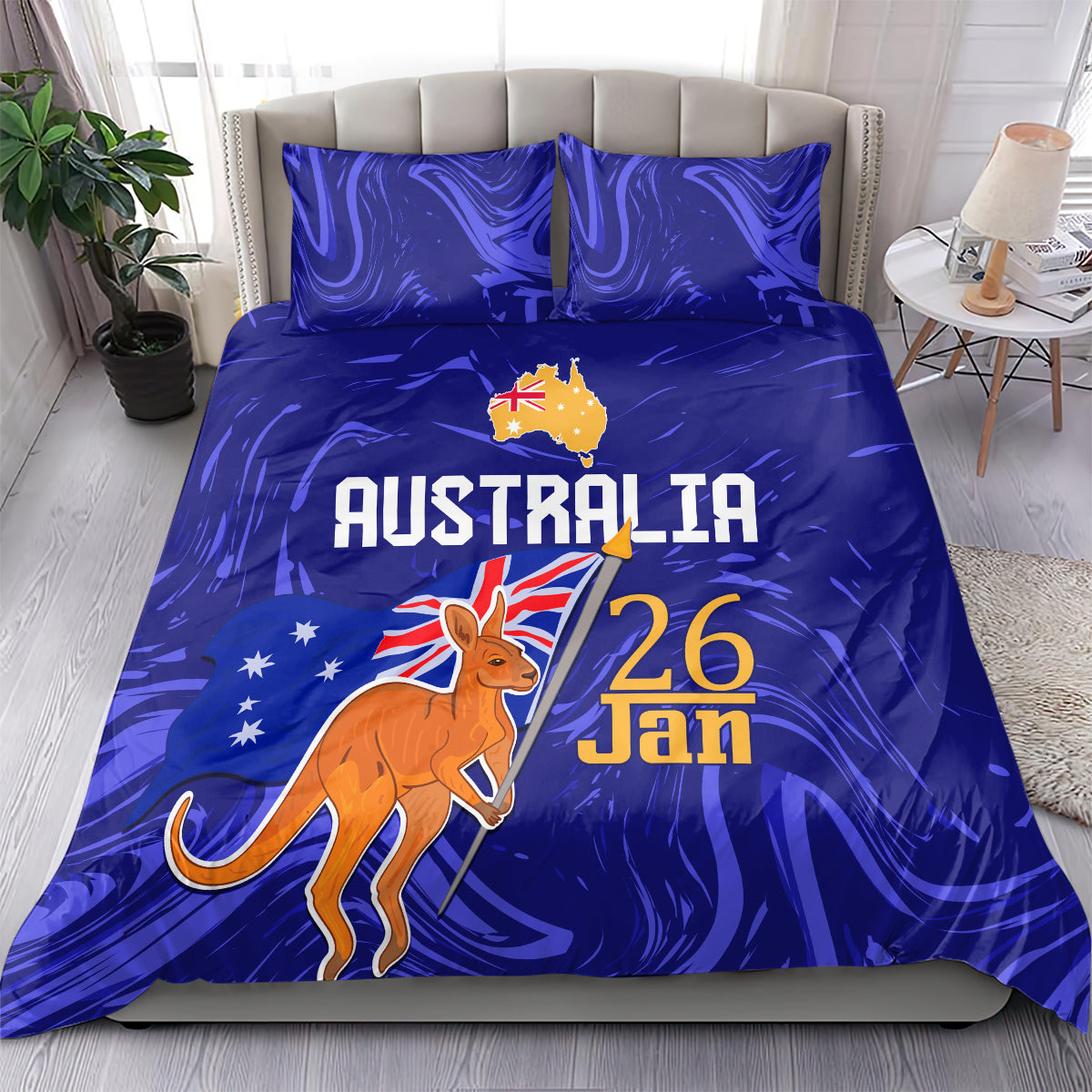 Proud To Be Australia Day Bedding Set Kangaroo with Flag Color - Vibe Hoodie Shop