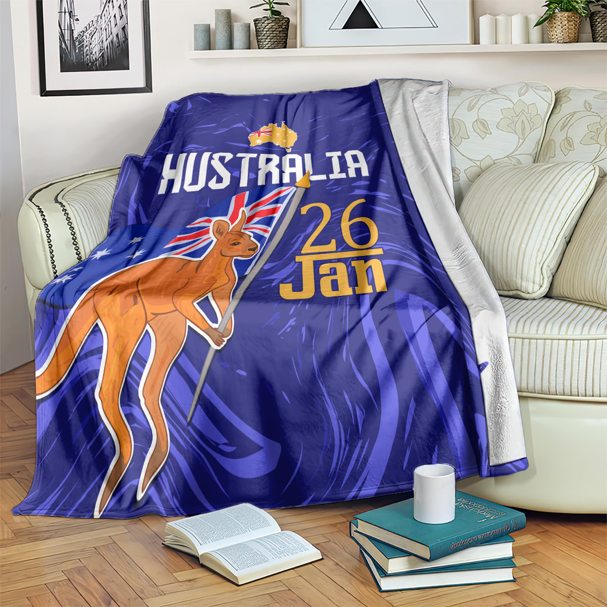 Proud To Be Australia Day Blanket Kangaroo with Flag Color - Vibe Hoodie Shop