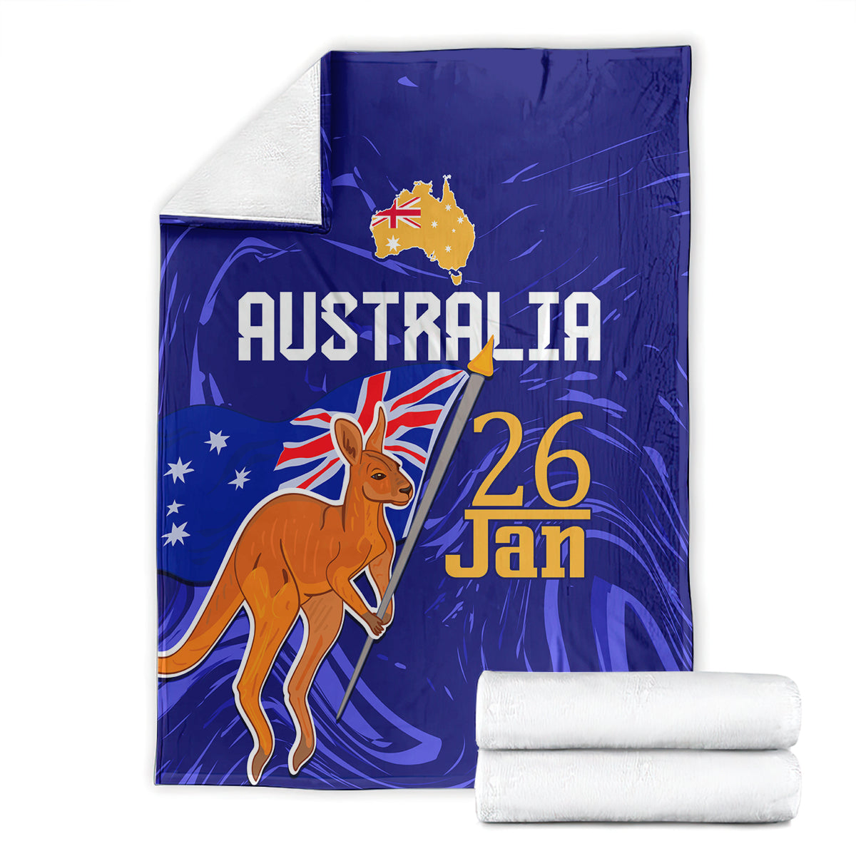 Proud To Be Australia Day Blanket Kangaroo with Flag Color - Vibe Hoodie Shop