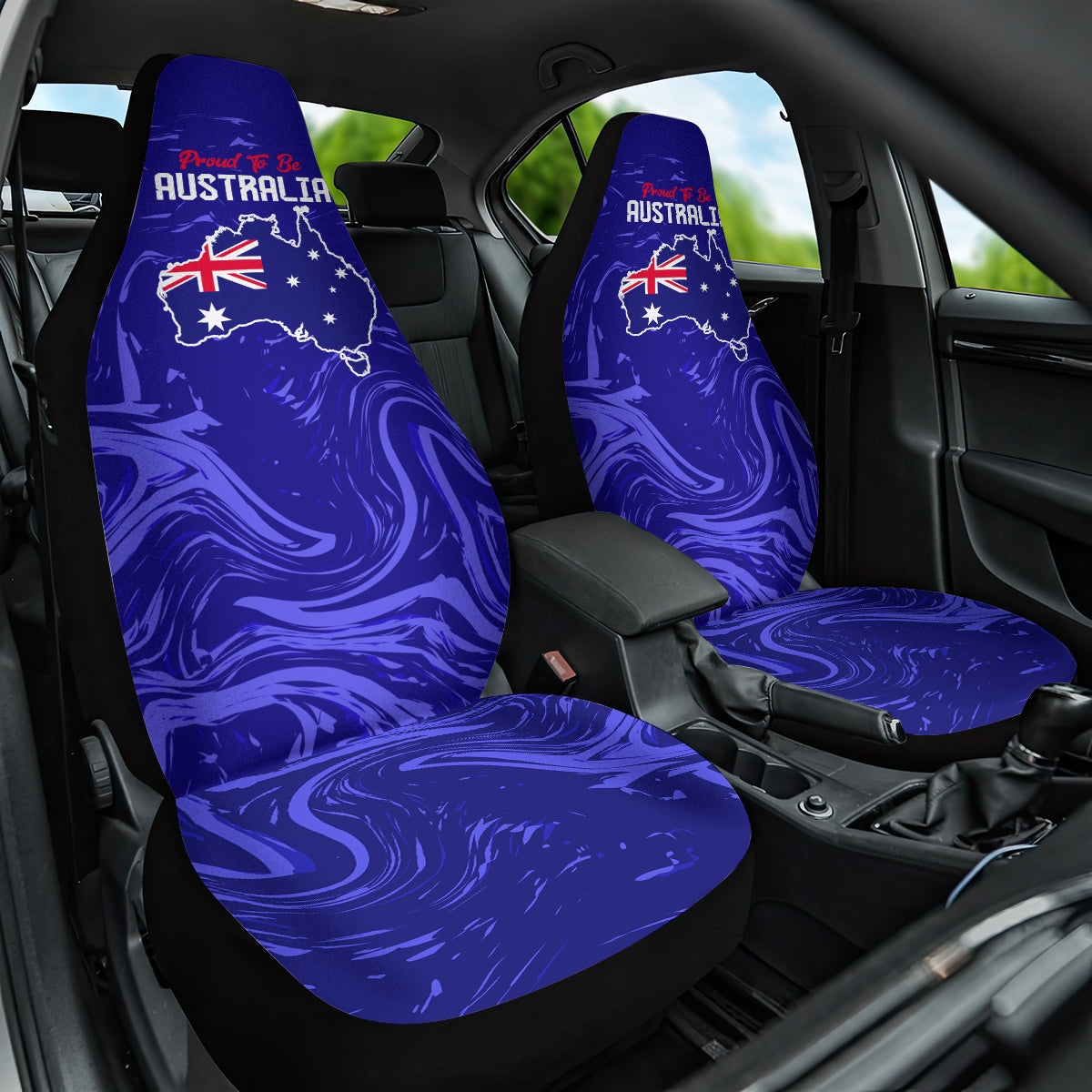 Proud To Be Australia Day Car Seat Cover Kangaroo with Flag Color - Vibe Hoodie Shop