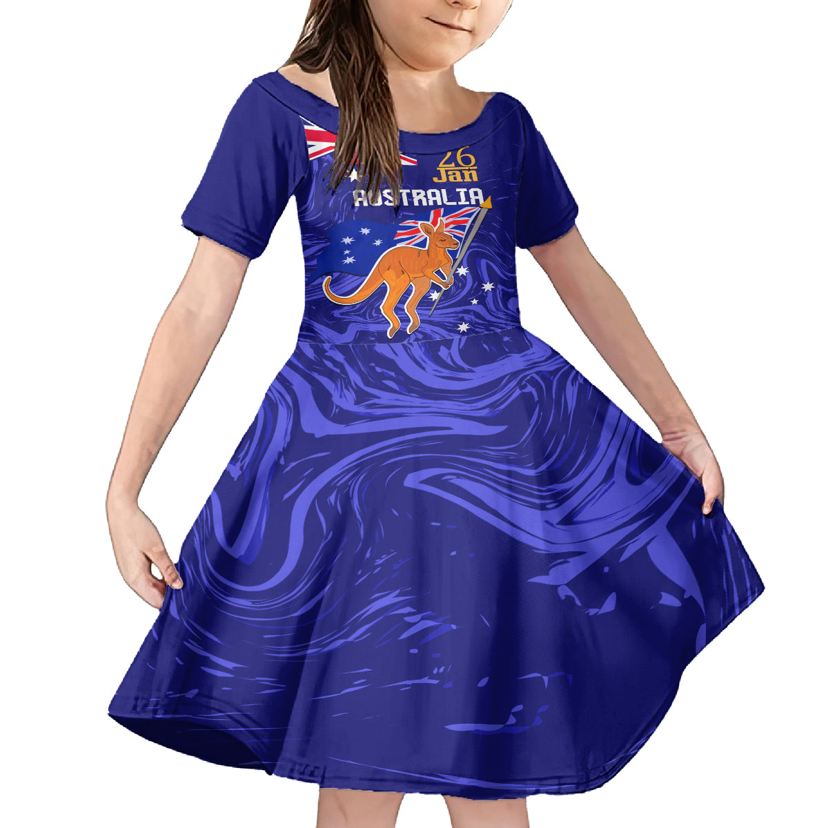 Proud To Be Australia Day Family Matching Long Sleeve Bodycon Dress and Hawaiian Shirt Kangaroo with Flag Color