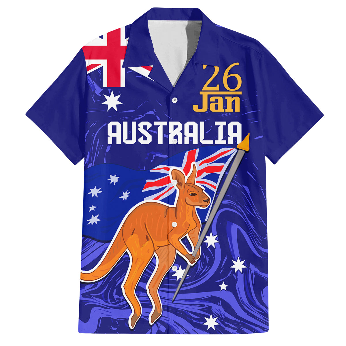 Proud To Be Australia Day Family Matching Long Sleeve Bodycon Dress and Hawaiian Shirt Kangaroo with Flag Color