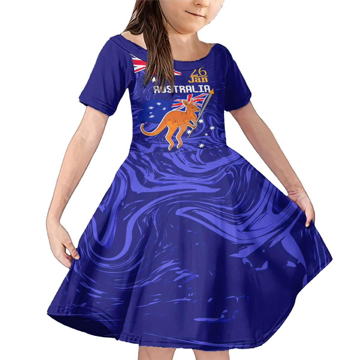 Proud To Be Australia Day Family Matching Mermaid Dress and Hawaiian Shirt Kangaroo with Flag Color