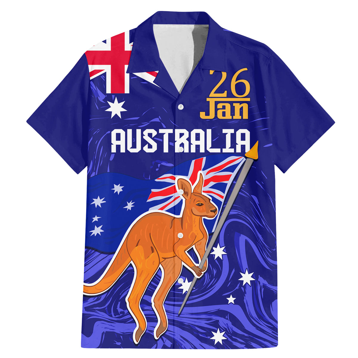 Proud To Be Australia Day Family Matching Mermaid Dress and Hawaiian Shirt Kangaroo with Flag Color