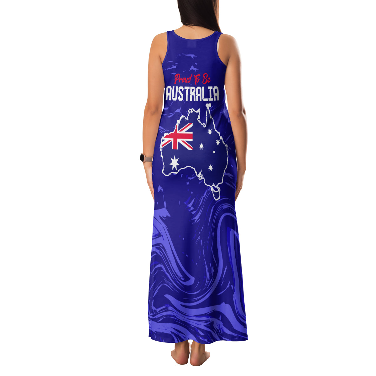 Proud To Be Australia Day Family Matching Tank Maxi Dress and Hawaiian Shirt Kangaroo with Flag Color