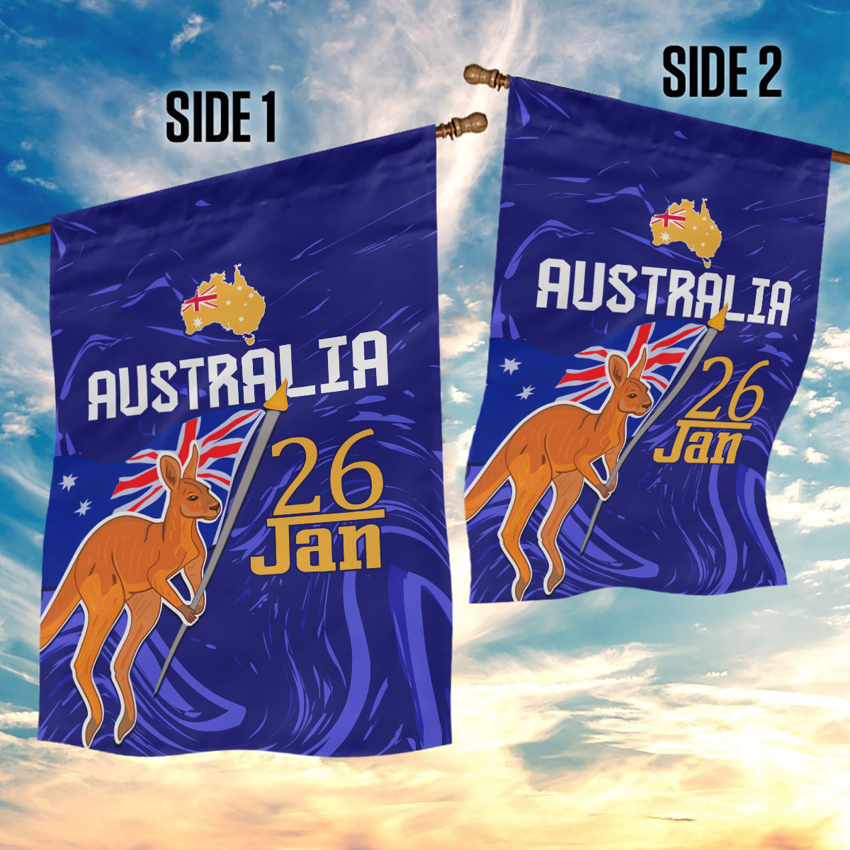 Proud To Be Australia Day Garden Flag Kangaroo with Flag Color - Vibe Hoodie Shop