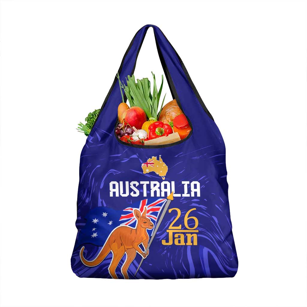 Proud To Be Australia Day Grocery Bag Kangaroo with Flag Color