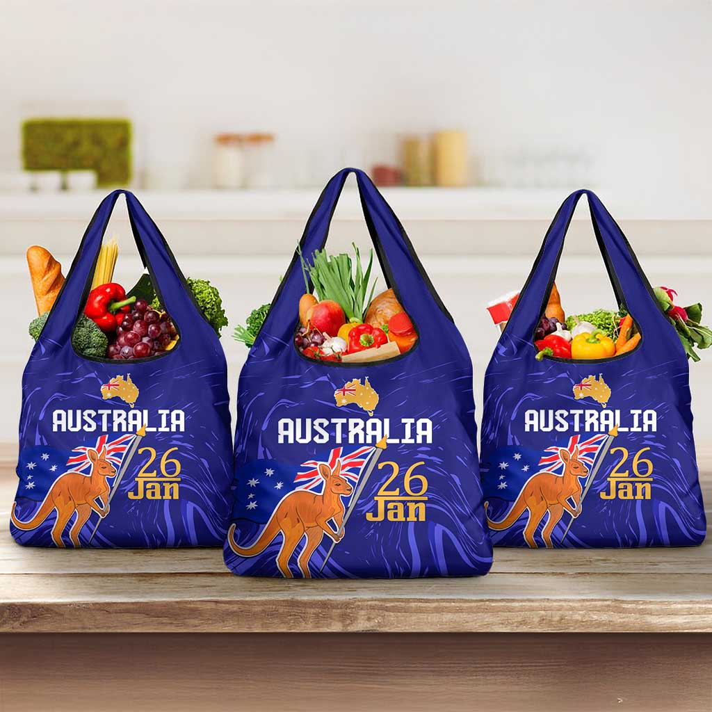 Proud To Be Australia Day Grocery Bag Kangaroo with Flag Color