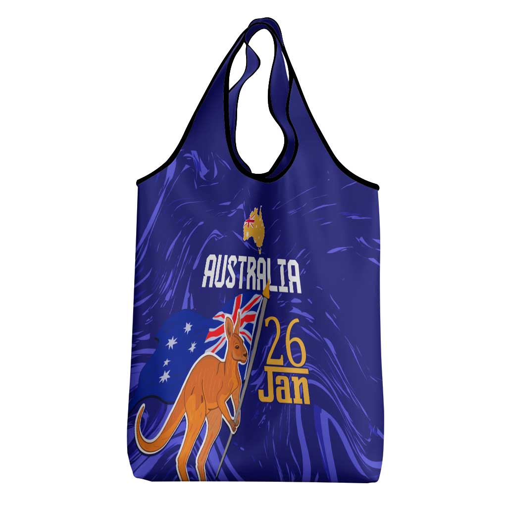 Proud To Be Australia Day Grocery Bag Kangaroo with Flag Color