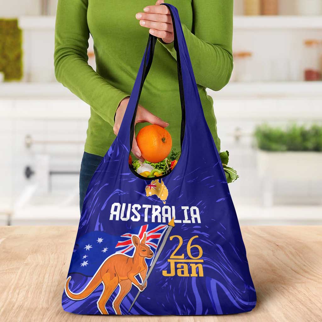 Proud To Be Australia Day Grocery Bag Kangaroo with Flag Color