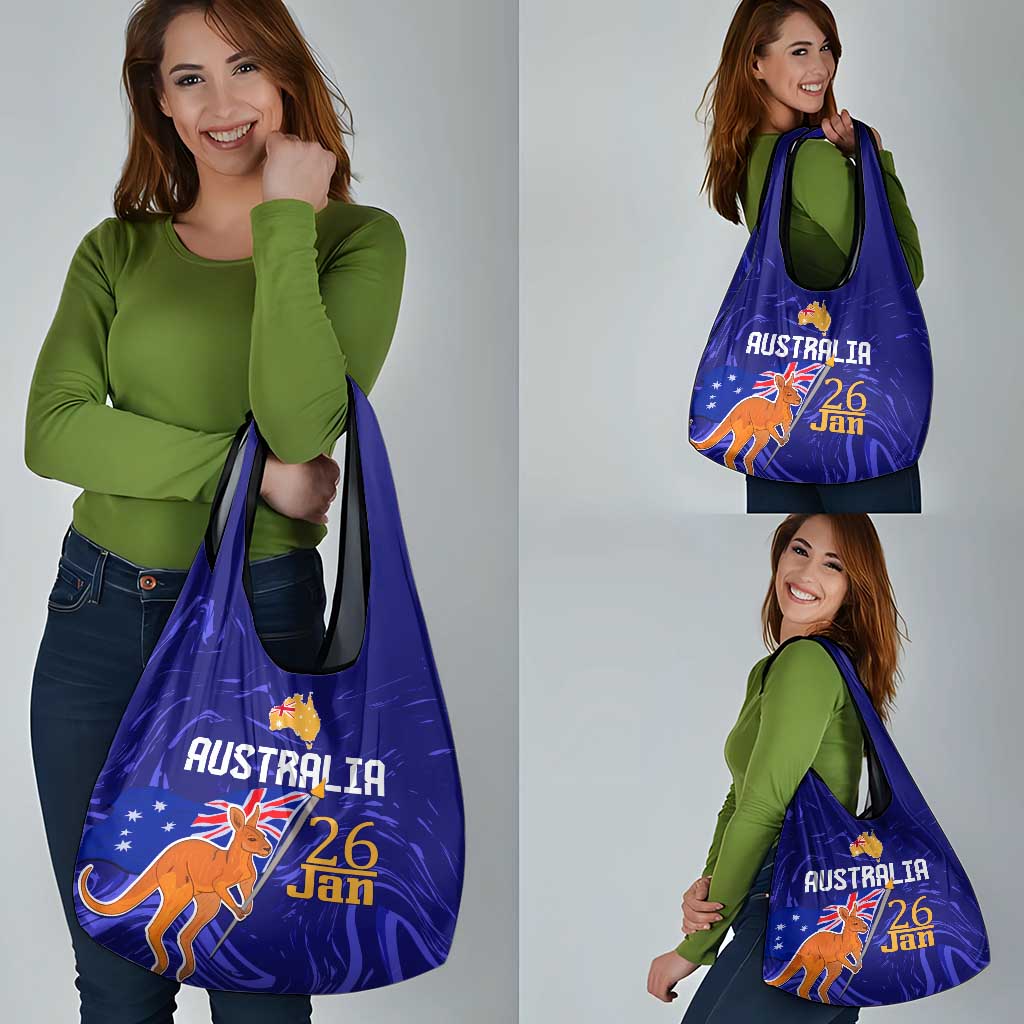 Proud To Be Australia Day Grocery Bag Kangaroo with Flag Color