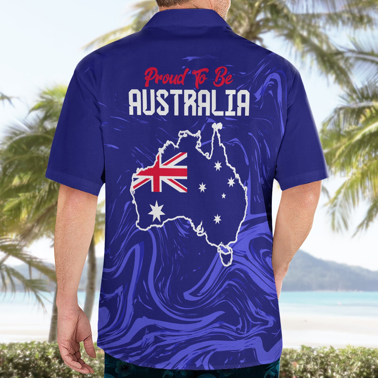 Proud To Be Australia Day Hawaiian Shirt Kangaroo with Flag Color - Vibe Hoodie Shop