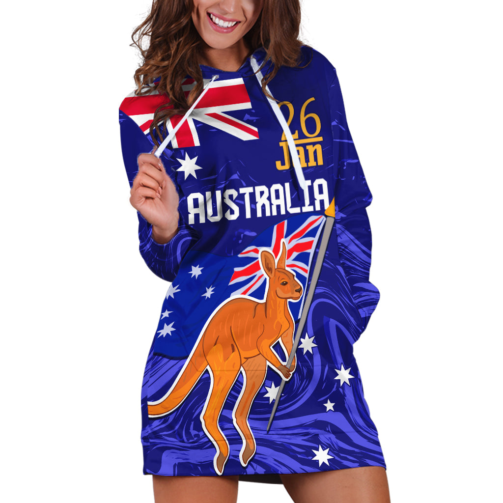 Proud To Be Australia Day Hoodie Dress Kangaroo with Flag Color - Vibe Hoodie Shop