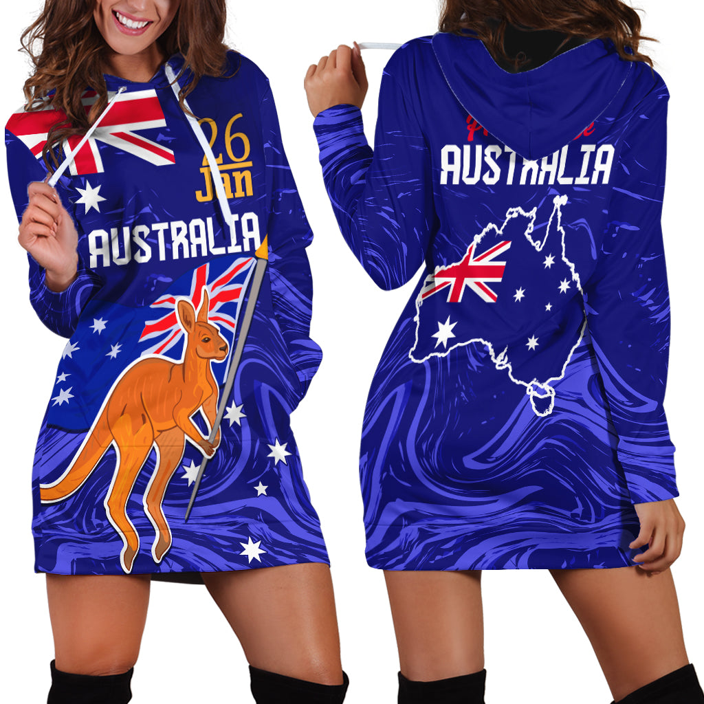 Proud To Be Australia Day Hoodie Dress Kangaroo with Flag Color - Vibe Hoodie Shop