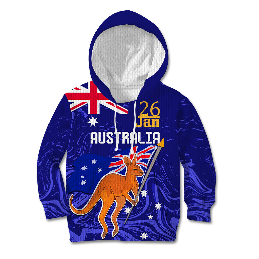 Proud To Be Australia Day Kid Hoodie Kangaroo with Flag Color - Vibe Hoodie Shop