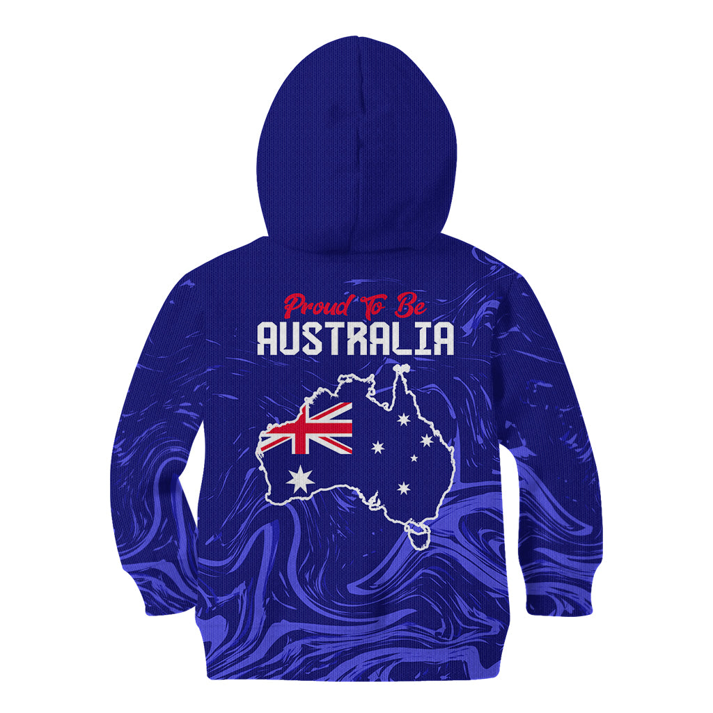 Proud To Be Australia Day Kid Hoodie Kangaroo with Flag Color - Vibe Hoodie Shop