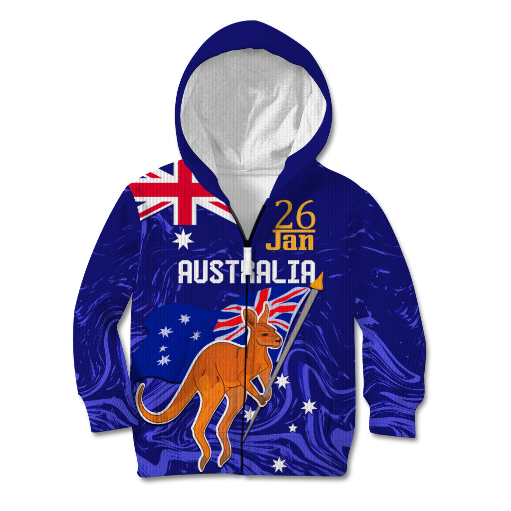 Proud To Be Australia Day Kid Hoodie Kangaroo with Flag Color - Vibe Hoodie Shop