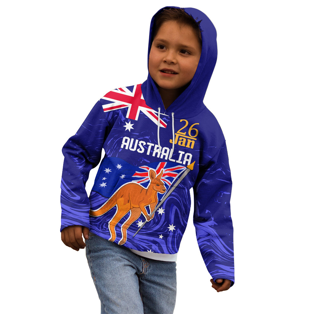 Proud To Be Australia Day Kid Hoodie Kangaroo with Flag Color - Vibe Hoodie Shop