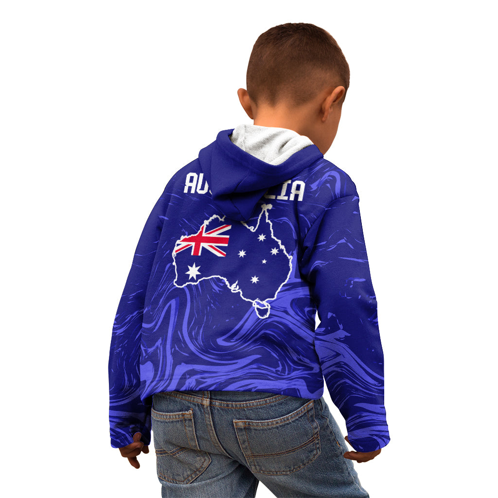 Proud To Be Australia Day Kid Hoodie Kangaroo with Flag Color - Vibe Hoodie Shop