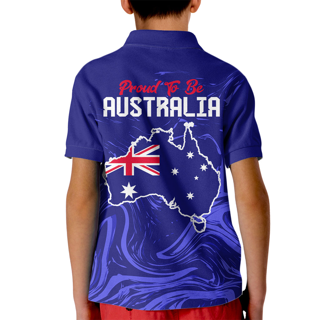 Proud To Be Australia Day Kid Polo Shirt Kangaroo with Flag Color - Vibe Hoodie Shop