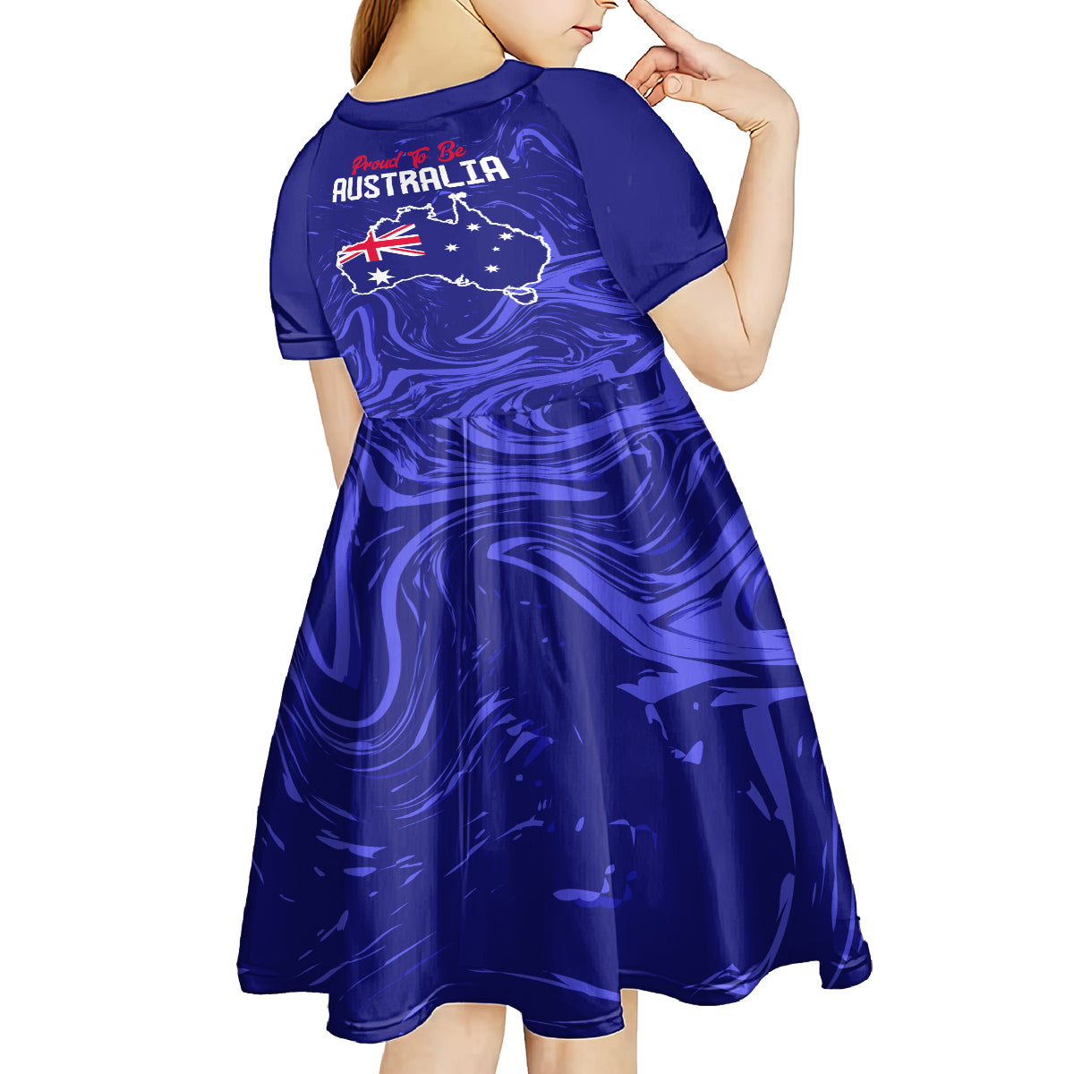 Proud To Be Australia Day Kid Short Sleeve Dress Kangaroo with Flag Color - Vibe Hoodie Shop