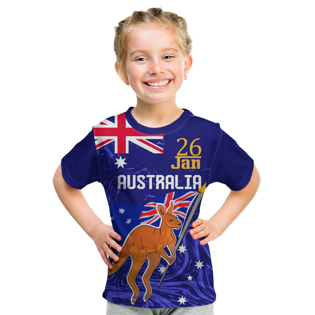 Proud To Be Australia Day Kid T Shirt Kangaroo with Flag Color - Vibe Hoodie Shop