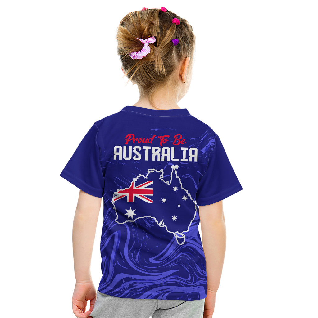 Proud To Be Australia Day Kid T Shirt Kangaroo with Flag Color - Vibe Hoodie Shop