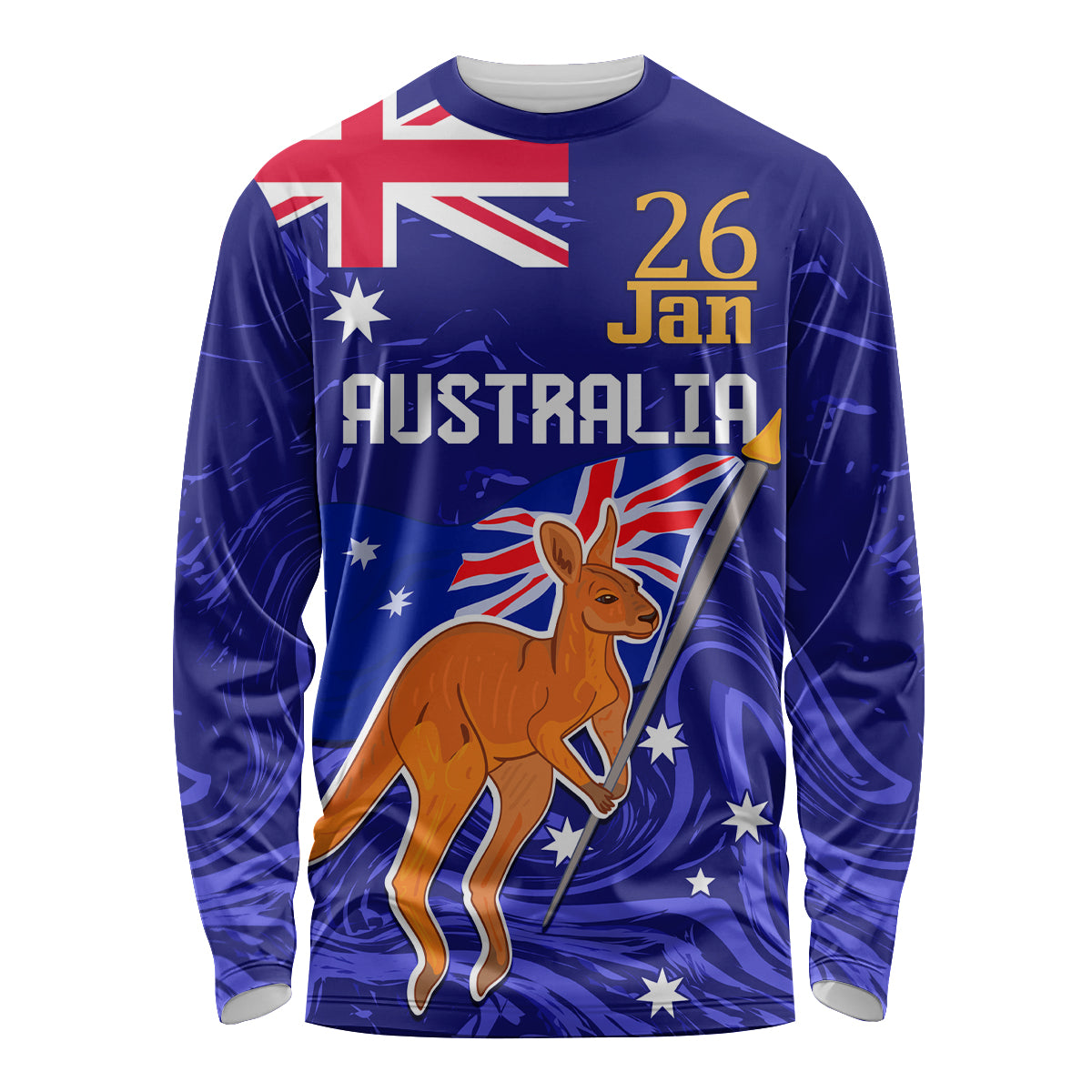 Proud To Be Australia Day Long Sleeve Shirt Kangaroo with Flag Color - Vibe Hoodie Shop