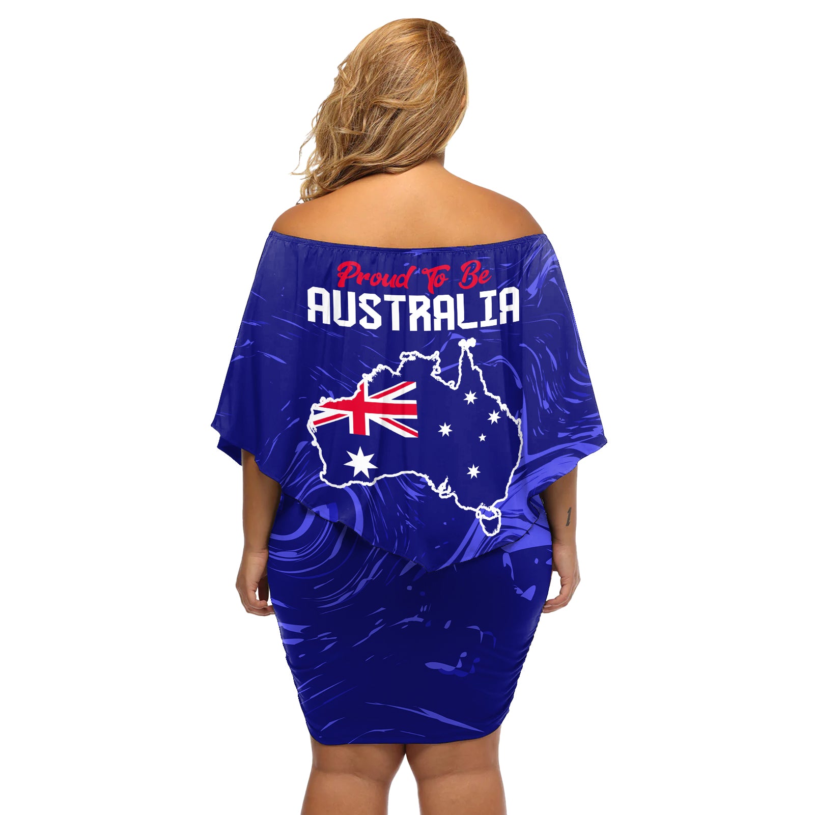 Proud To Be Australia Day Off Shoulder Short Dress Kangaroo with Flag Color