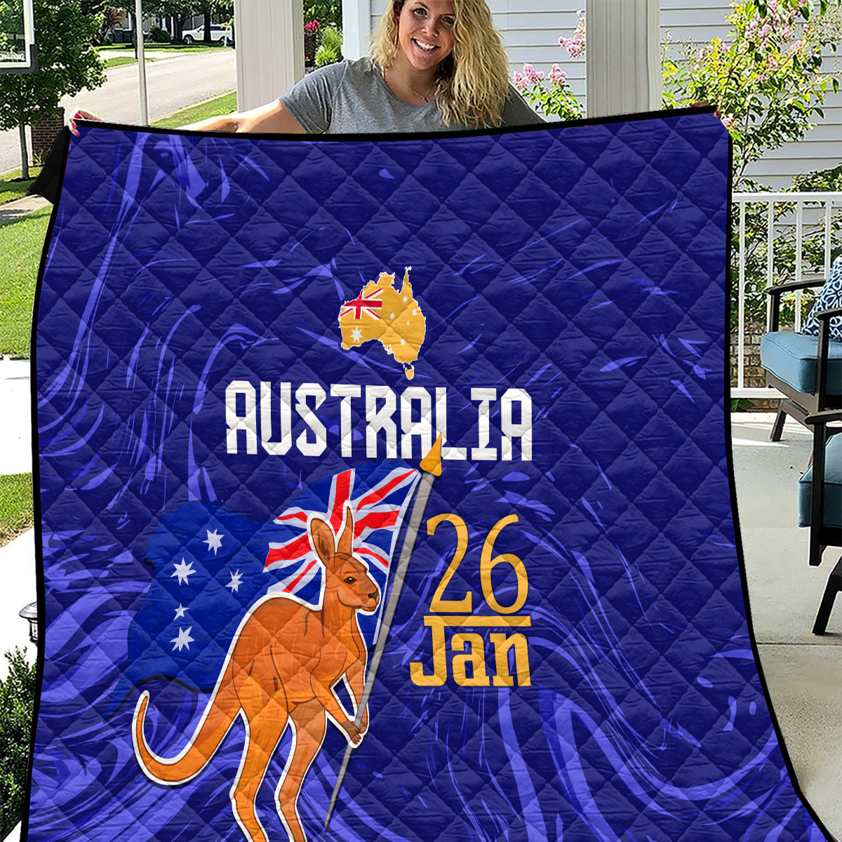 Proud To Be Australia Day Quilt Kangaroo with Flag Color - Vibe Hoodie Shop