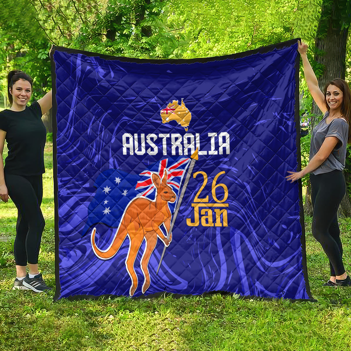 Proud To Be Australia Day Quilt Kangaroo with Flag Color - Vibe Hoodie Shop