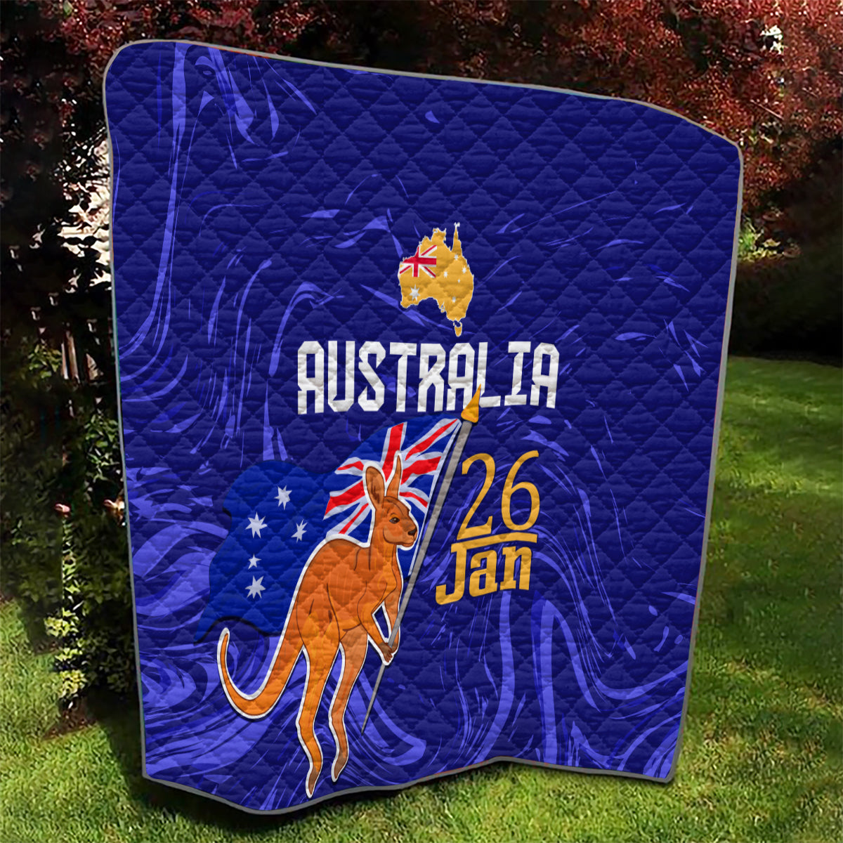 Proud To Be Australia Day Quilt Kangaroo with Flag Color - Vibe Hoodie Shop