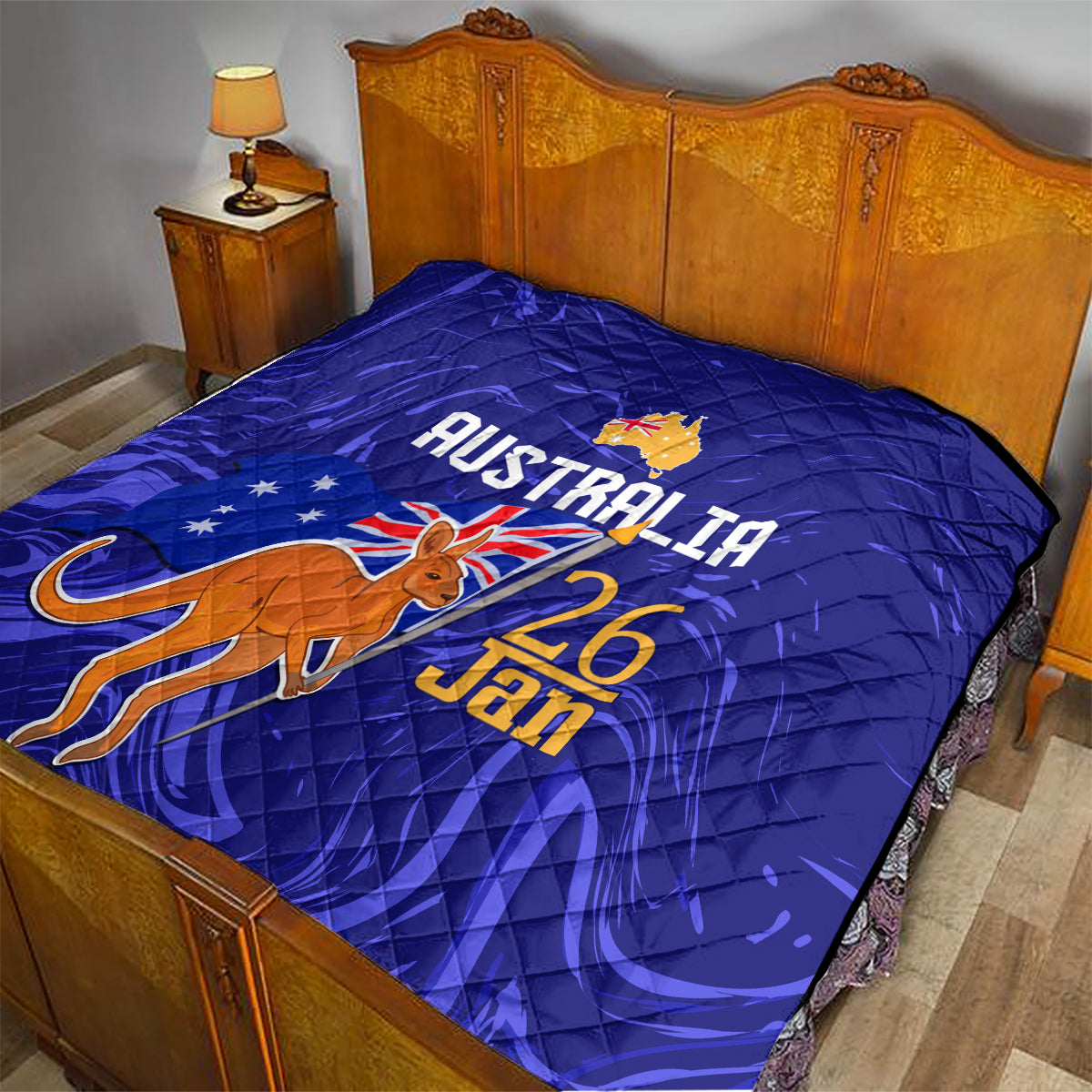 Proud To Be Australia Day Quilt Kangaroo with Flag Color - Vibe Hoodie Shop