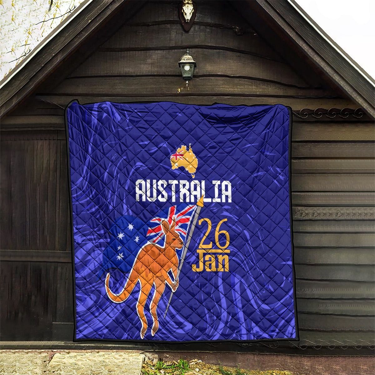 Proud To Be Australia Day Quilt Kangaroo with Flag Color - Vibe Hoodie Shop