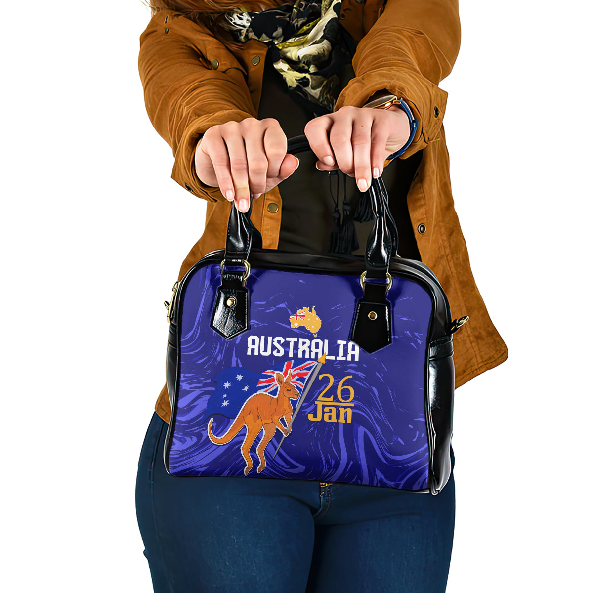 Proud To Be Australia Day Shoulder Handbag Kangaroo with Flag Color - Vibe Hoodie Shop