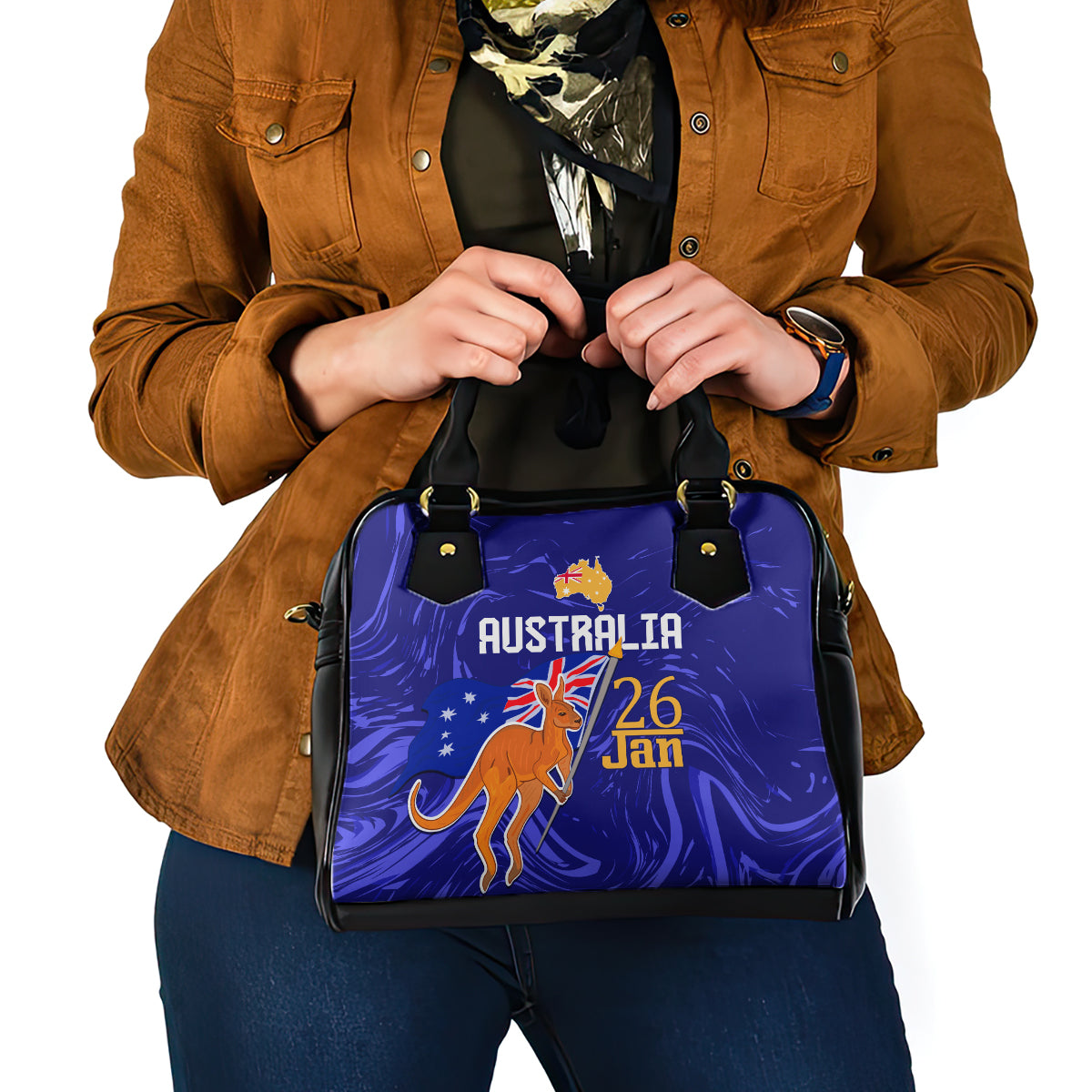 Proud To Be Australia Day Shoulder Handbag Kangaroo with Flag Color - Vibe Hoodie Shop