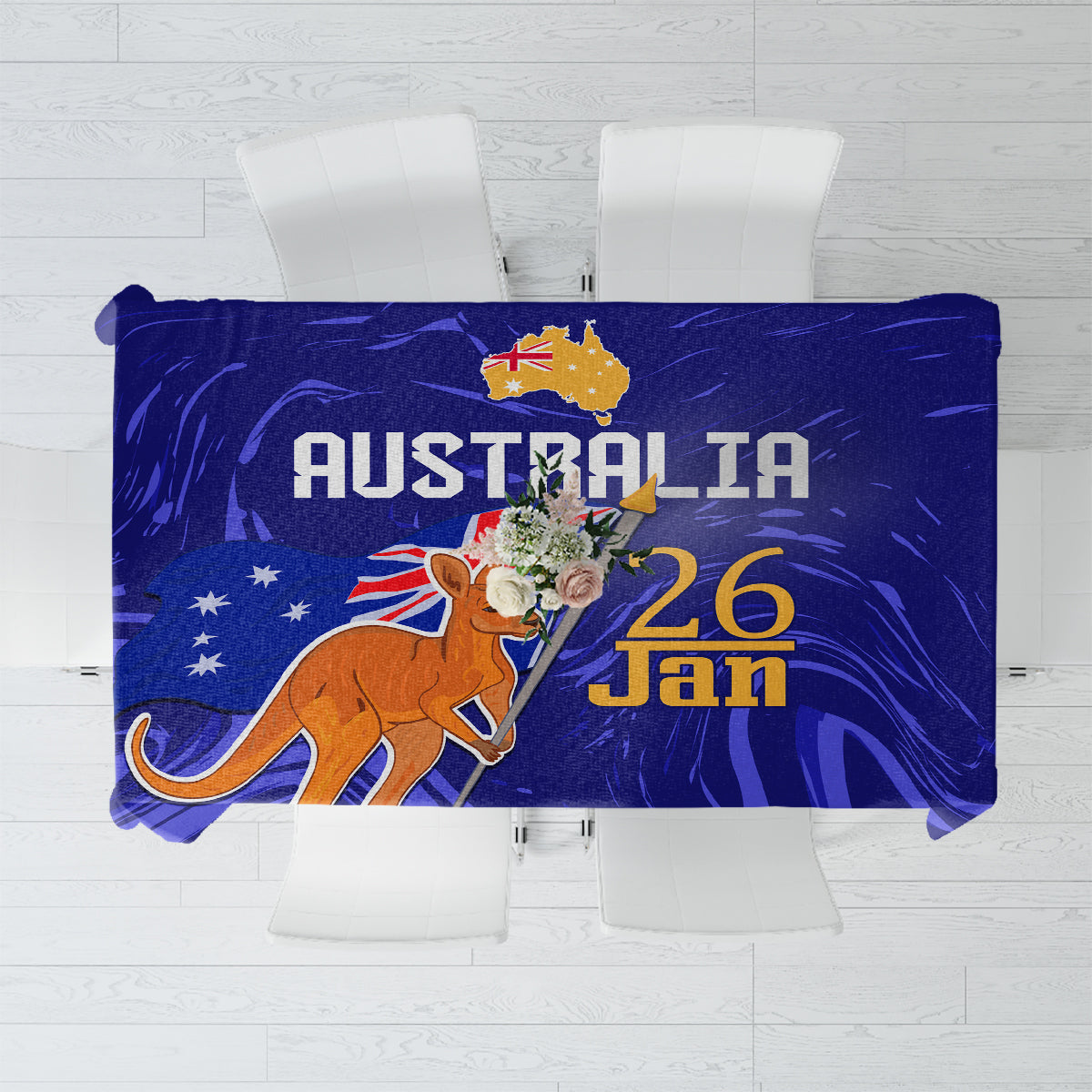 Proud To Be Australia Day Tablecloth Kangaroo with Flag Color