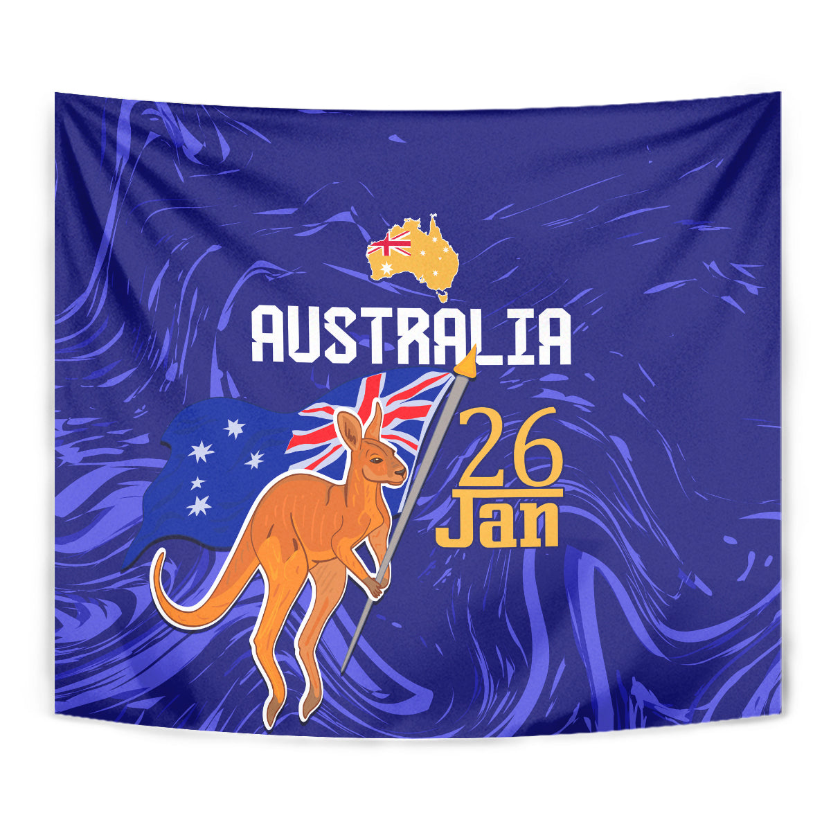 Proud To Be Australia Day Tapestry Kangaroo with Flag Color - Vibe Hoodie Shop