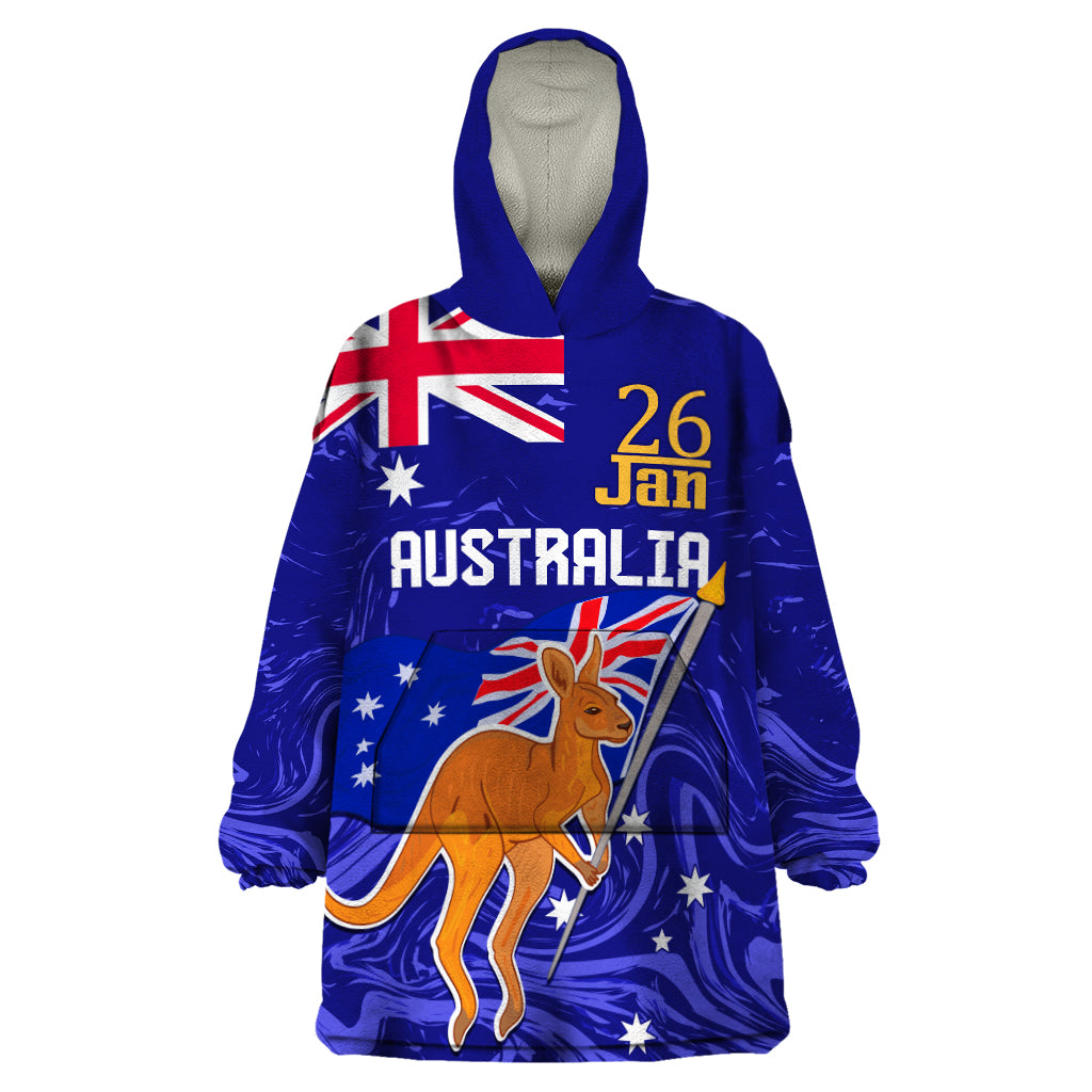 Proud To Be Australia Day Wearable Blanket Hoodie Kangaroo with Flag Color - Vibe Hoodie Shop