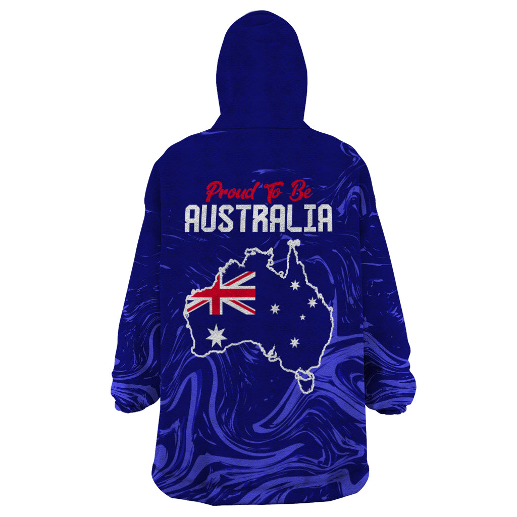 Proud To Be Australia Day Wearable Blanket Hoodie Kangaroo with Flag Color - Vibe Hoodie Shop