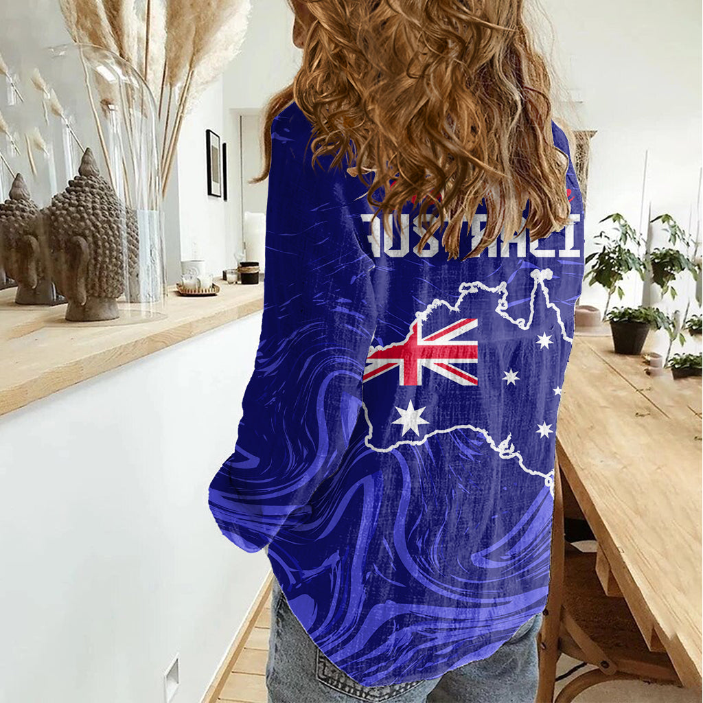 Proud To Be Australia Day Women Casual Shirt Kangaroo with Flag Color - Vibe Hoodie Shop