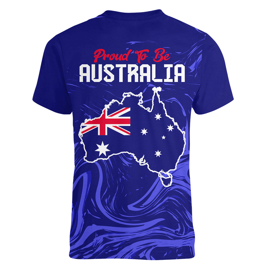 Proud To Be Australia Day Women V Neck T Shirt Kangaroo with Flag Color - Vibe Hoodie Shop