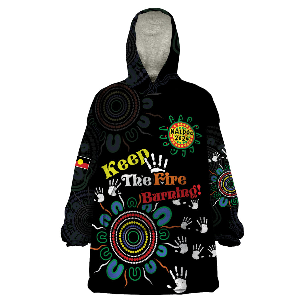 NAIDOC 2024 Indigenous Aboriginal Wearable Blanket Hoodie The Fire Burns Forever - Vibe Hoodie Shop