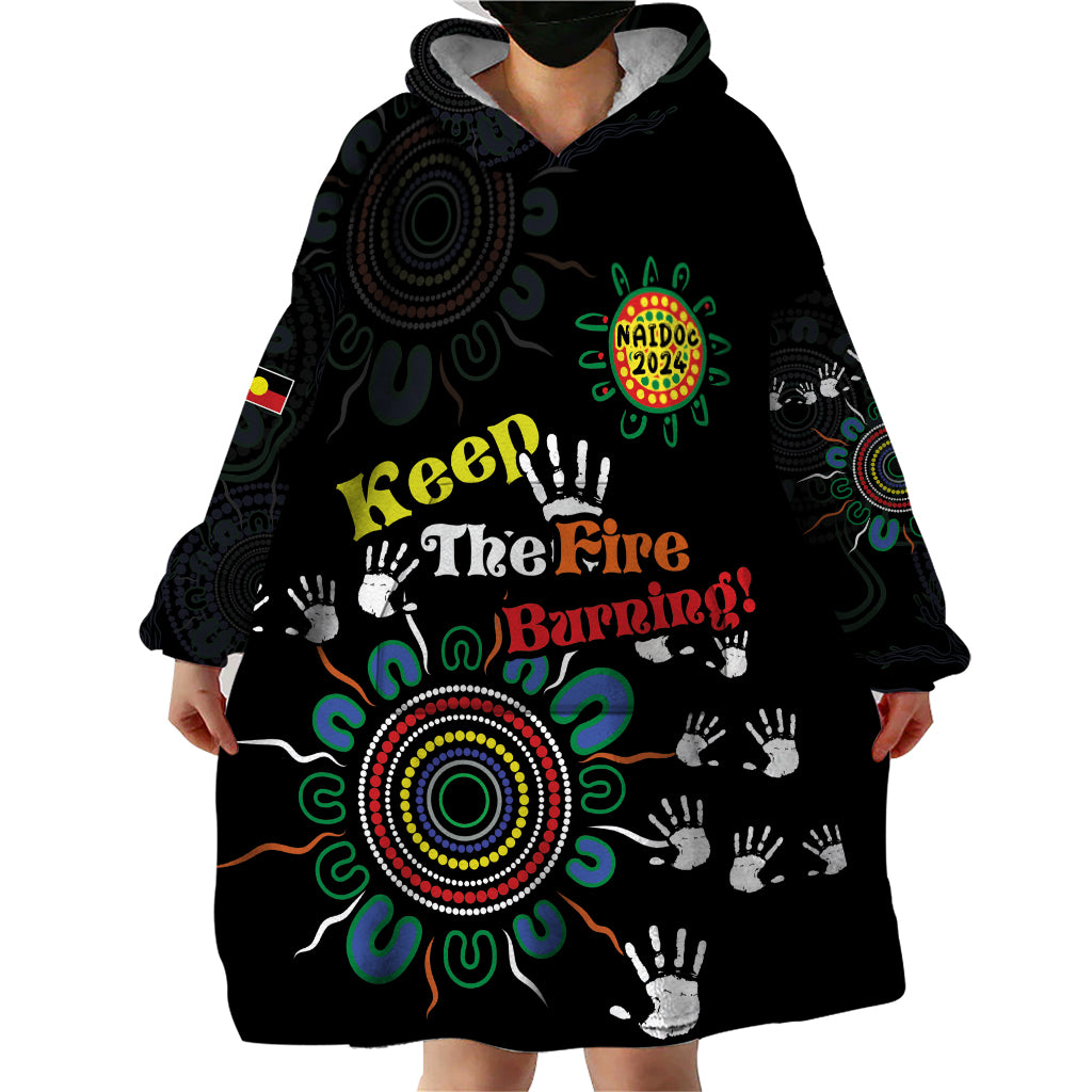 NAIDOC 2024 Indigenous Aboriginal Wearable Blanket Hoodie The Fire Burns Forever - Vibe Hoodie Shop