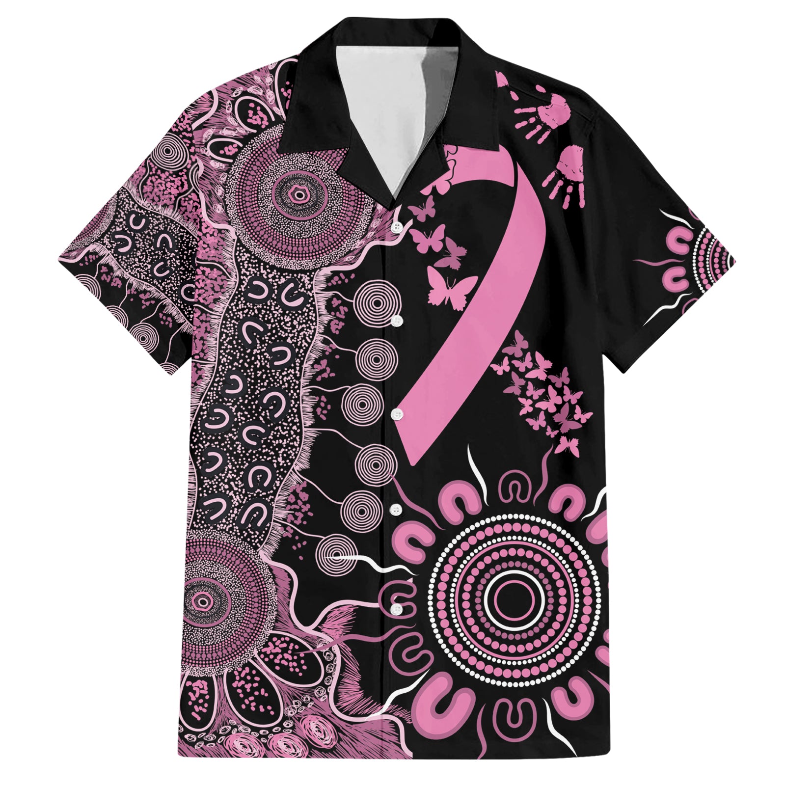 Personalised Aboriginal Ribbons Hawaiian Shirt Beautiful Butterflies Breast Cancer Awareness - Vibe Hoodie Shop