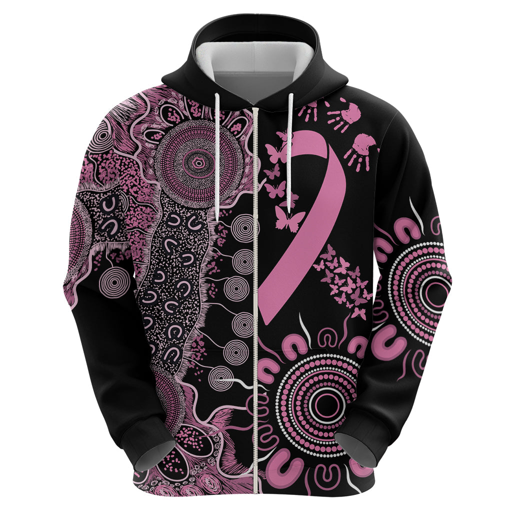 Personalised Aboriginal Ribbons Hoodie Beautiful Butterflies Breast Cancer Awareness LT9 - Vibe Hoodie Shop